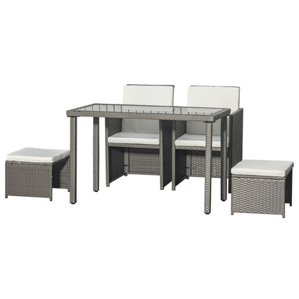 2 Seater Rattan Cube Garden Furniture Set, Rattan Dining Set with Cushions, Outd