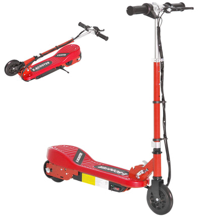 Kids Folding Electric Scooter with 2x12V Rechargeable Battery 120W Adjustable Height PU Wheels for 7-14 yrs - Red