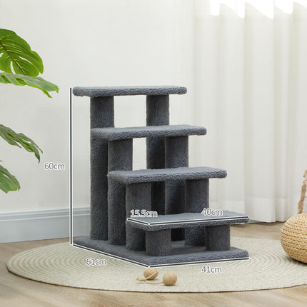 Pet Stair Steps for Small and Older Pets Climbing Assistance Ladder 63.5x43x60cm - Grey