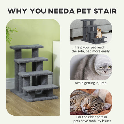 Pet Stair Steps for Small and Older Pets Climbing Assistance Ladder 63.5x43x60cm - Grey