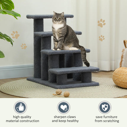 Pet Stair Steps for Small and Older Pets Climbing Assistance Ladder 63.5x43x60cm - Grey