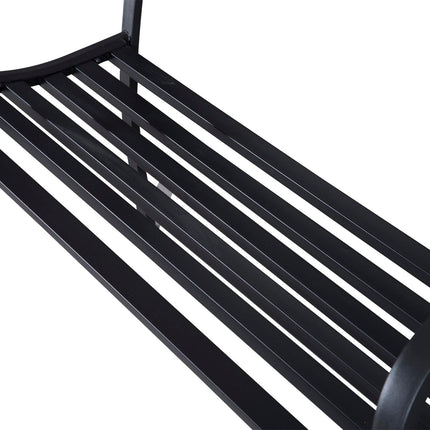2 Seater Metal Garden Park Bench with Floral Backrest - Black