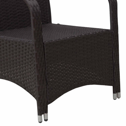 Weatherproof 2 Seater Rattan Bistro Set with Cushions - Brown