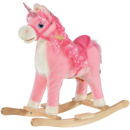 Kids Plush Unicorn Rocking Ride-On with Sound - Pink