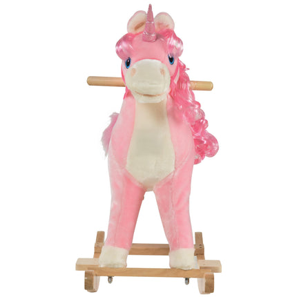 Kids Plush Unicorn Rocking Ride-On with Sound - Pink