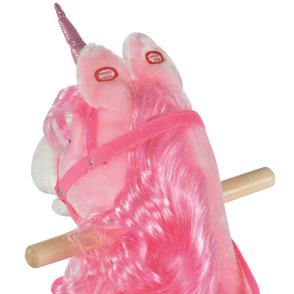 Kids Plush Unicorn Rocking Ride-On with Sound - Pink