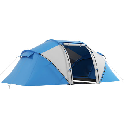 Waterproof 4-6 Person Camping Tent with UV Protection - Blue and White