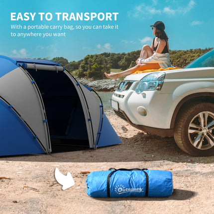 Waterproof 4-6 Person Camping Tent with UV Protection - Blue and White
