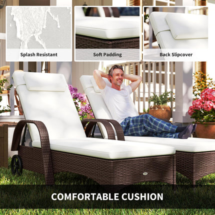 3 Piece Patio Lounge Chair Set with Cushions and Side Table - Brown