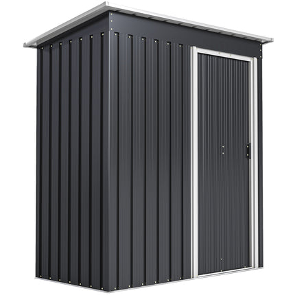 5 x 3ft Galvanised Steel Garden Storage Shed with Sliding Door - Black
