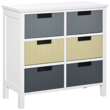 6 Drawer Storage Tower Dresser Chest with Wood Top for Bedroom Nursery Closet Hallway - Multi-Colour