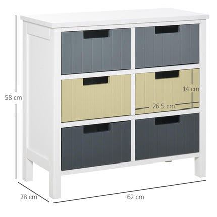 6 Drawer Storage Tower Dresser Chest with Wood Top for Bedroom Nursery Closet Hallway - Multi-Colour