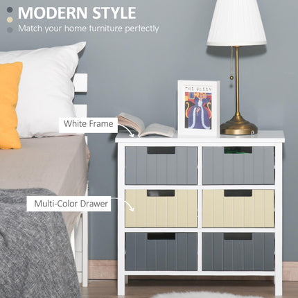 6 Drawer Storage Tower Dresser Chest with Wood Top for Bedroom Nursery Closet Hallway - Multi-Colour