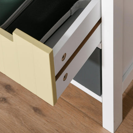 6 Drawer Storage Tower Dresser Chest with Wood Top for Bedroom Nursery Closet Hallway - Multi-Colour