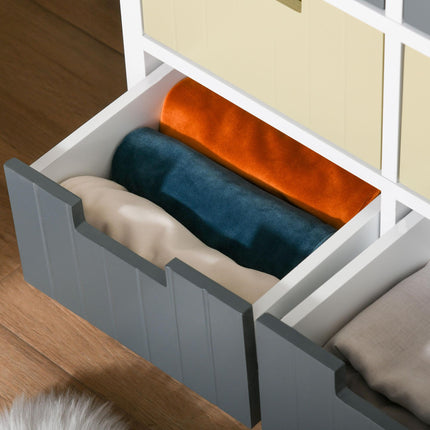 6 Drawer Storage Tower Dresser Chest with Wood Top for Bedroom Nursery Closet Hallway - Multi-Colour