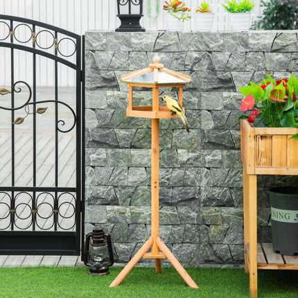 Deluxe Wooden Bird Stand Feeder Table 113cm High Garden Parrot Coop - Natural Wood
