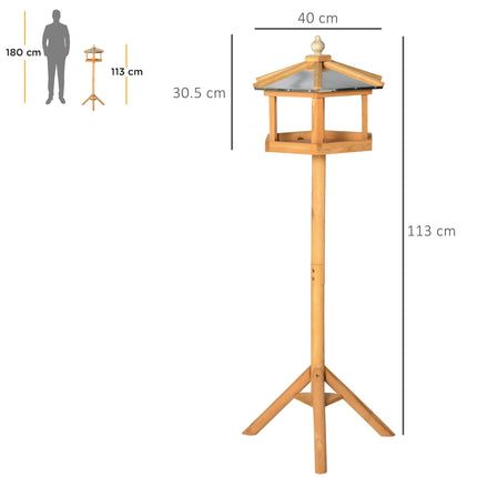 Deluxe Wooden Bird Stand Feeder Table 113cm High Garden Parrot Coop - Natural Wood