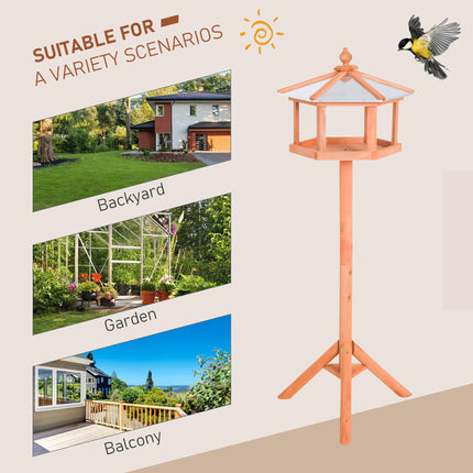 Deluxe Wooden Bird Stand Feeder Table 113cm High Garden Parrot Coop - Natural Wood