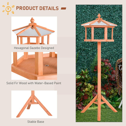 Deluxe Wooden Bird Stand Feeder Table 113cm High Garden Parrot Coop - Natural Wood