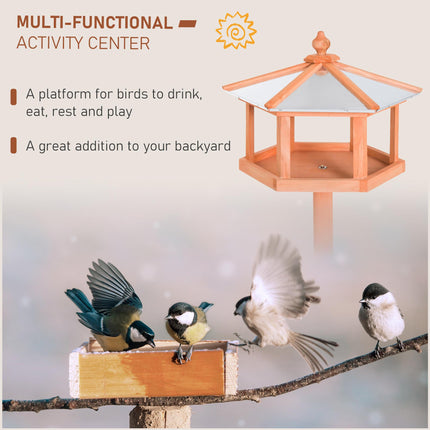Deluxe Wooden Bird Stand Feeder Table 113cm High Garden Parrot Coop - Natural Wood