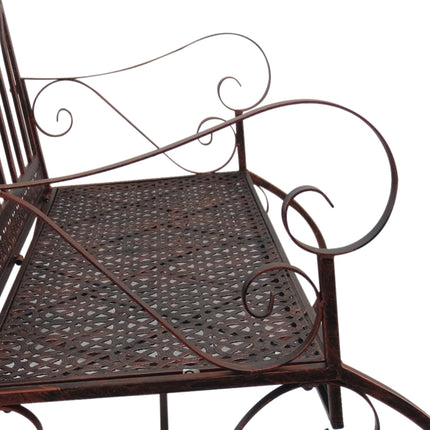 2 Seater Metal Rocking Garden Bench with Armrests - Bronze