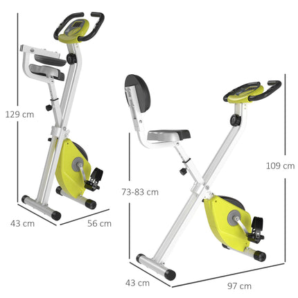 Stationary Exercise Bike with Adjustable Resistance and LCD Monitor - Yellow Steel