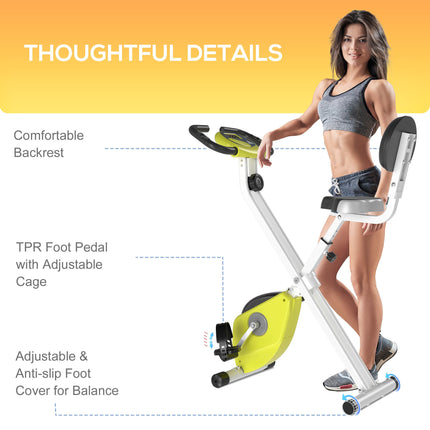 Stationary Exercise Bike with Adjustable Resistance and LCD Monitor - Yellow Steel