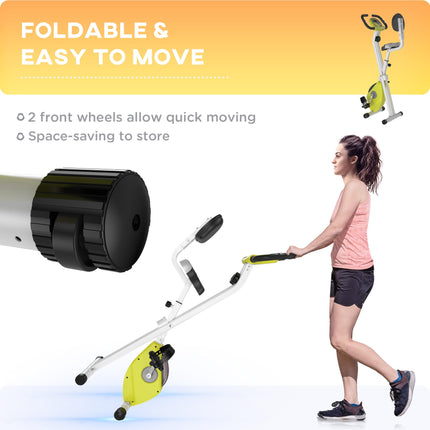 Stationary Exercise Bike with Adjustable Resistance and LCD Monitor - Yellow Steel