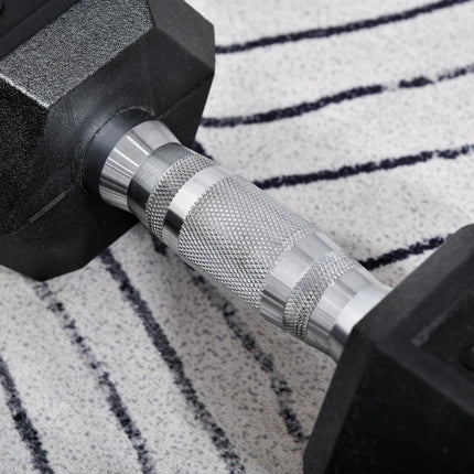 Set of 2 Rubber Hex Dumbbells for Weight Lifting - Black