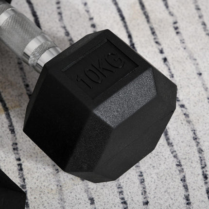 Set of 2 Rubber Hex Dumbbells for Weight Lifting - Black