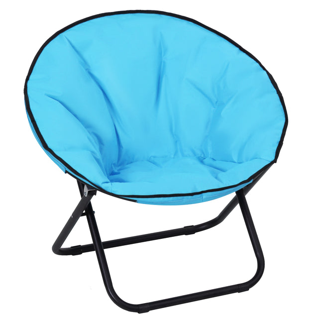Portable Padded Saucer Moon Chair with Metal Frame - Blue