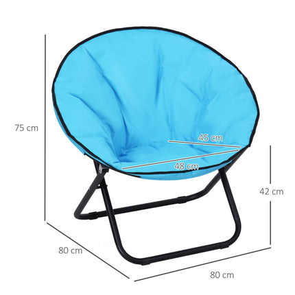 Portable Padded Saucer Moon Chair with Metal Frame - Blue