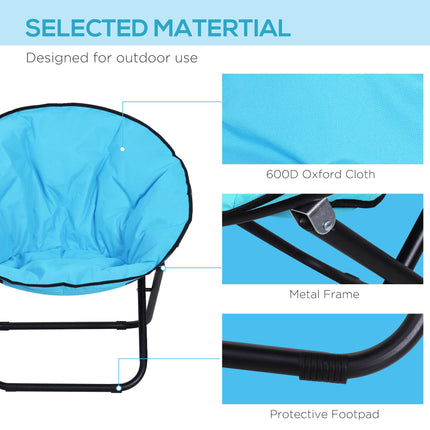 Portable Padded Saucer Moon Chair with Metal Frame - Blue