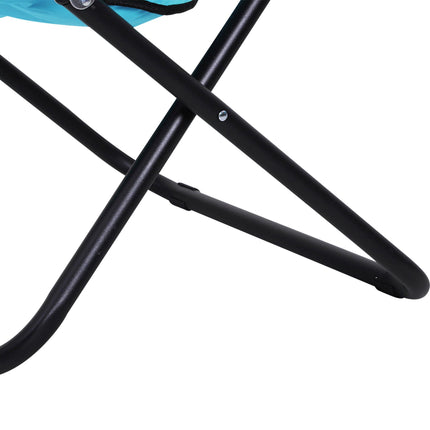 Portable Padded Saucer Moon Chair with Metal Frame - Blue
