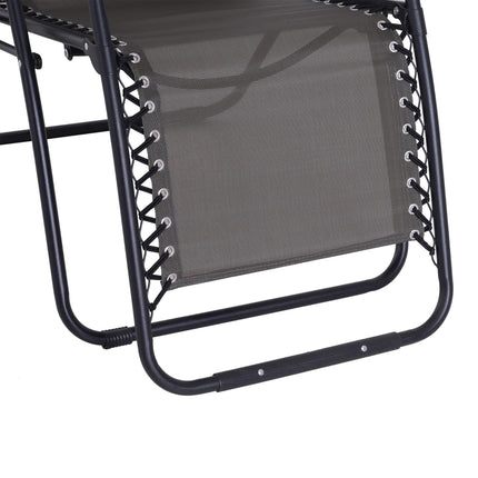 Zero Gravity Outdoor Folding Reclining Sun Lounger with Head Pillow for Patio Garden Camping - Grey