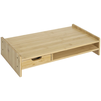 Monitor Riser Laptop PC Stand with Drawer Bamboo - Natural