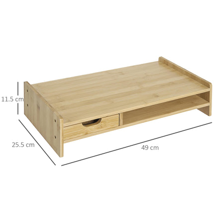 Monitor Riser Laptop PC Stand with Drawer Bamboo - Natural