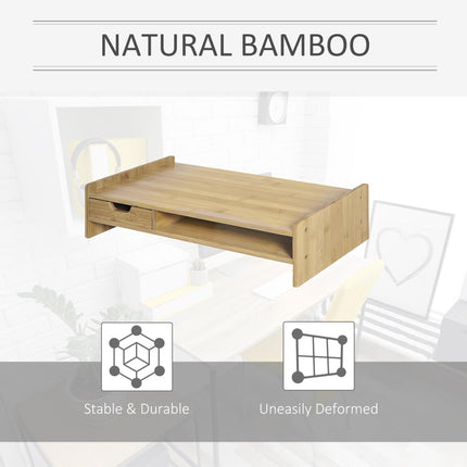Monitor Riser Laptop PC Stand with Drawer Bamboo - Natural