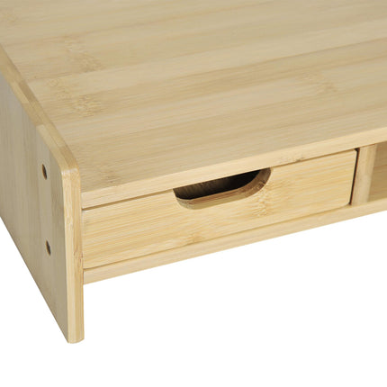 Monitor Riser Laptop PC Stand with Drawer Bamboo - Natural