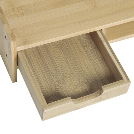 Monitor Riser Laptop PC Stand with Drawer Bamboo - Natural