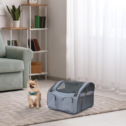 Portable Folding Pet Carrier for Cats and Small Dogs 41x34x30 cm - Grey