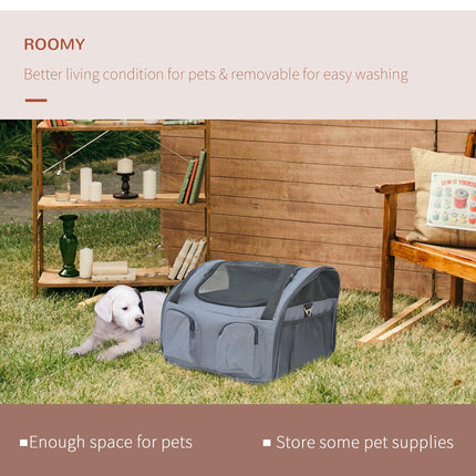 Portable Folding Pet Carrier for Cats and Small Dogs 41x34x30 cm - Grey