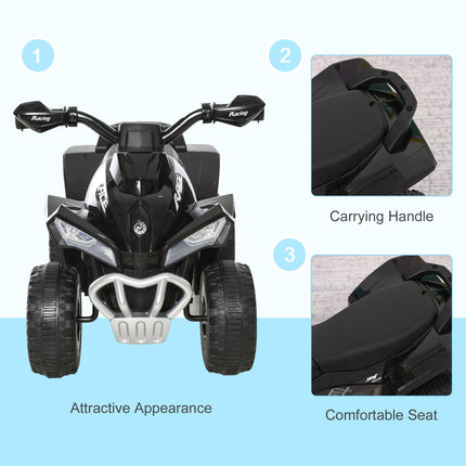 No Power Kids Foot-to-Floor Sliding Ride On Quad for 18-36 Months - Black