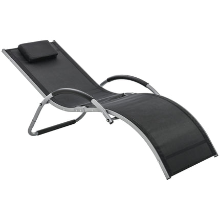 Sun Lounger Reclining Chair Portable Armchair with Pillow for Garden Patio Outsi