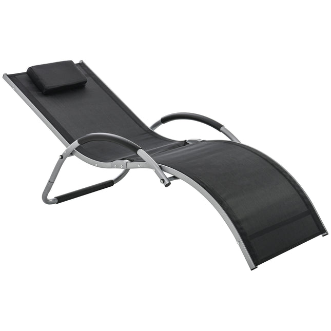 Sun Lounger Reclining Chair Portable Armchair with Pillow for Garden Patio Outsi