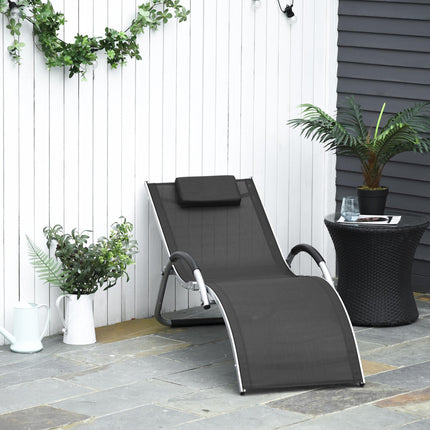 Sun Lounger Reclining Chair Portable Armchair with Pillow for Garden Patio Outsi