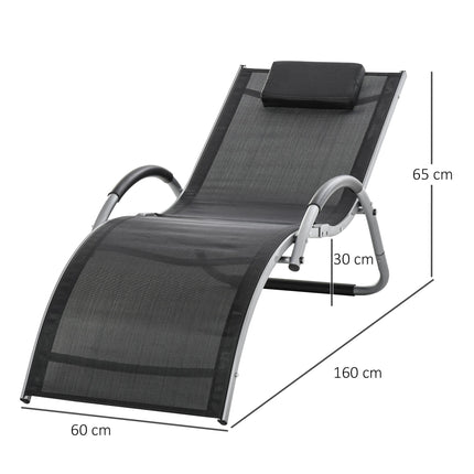 Sun Lounger Reclining Chair Portable Armchair with Pillow for Garden Patio Outsi