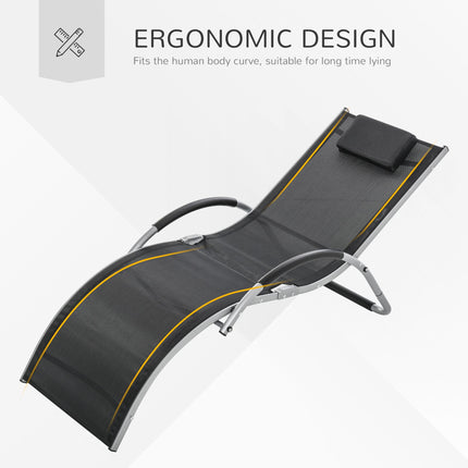 Sun Lounger Reclining Chair Portable Armchair with Pillow for Garden Patio Outsi