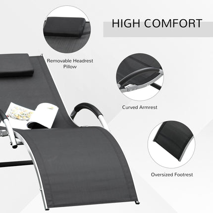 Sun Lounger Reclining Chair Portable Armchair with Pillow for Garden Patio Outsi