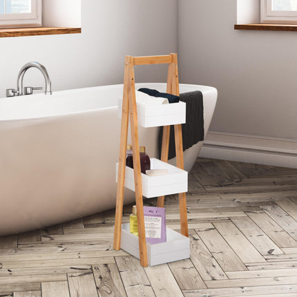 3 Tier A Frame Freestanding Bathroom Shower Caddy Storage Rack - White Natural